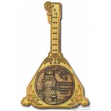Магнит из бересты Феодосия-Ильинский маяк балалайка золото
